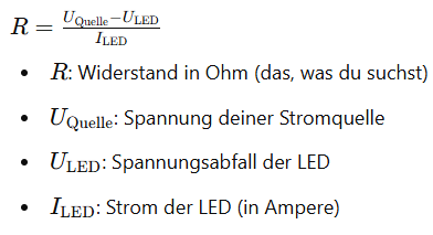 Formel Vorwiderstand